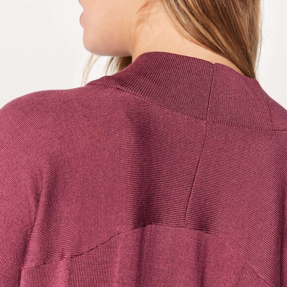 Lululemon Blissful Zen Sweater-So Merlot- Merino Wool Open Cardigan- Size 8 - Picture 6 of 12